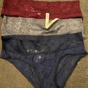 3 New Victoria secret lace panties size Medium